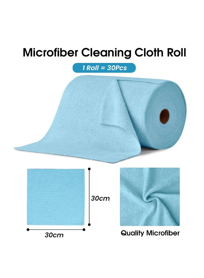 Agc Blue Microfiber Cleaning Cloth Roll 30x30cm 30PCS Reusable Tear Away Towels Super Absorbent Lint Free Scratch Free Quick Dry Soft Durable Multipurpose Kitchen Car Glass Window Floor Home Cleaning Heavy Duty Microfibre Wipes Eco Friendly - Image 1